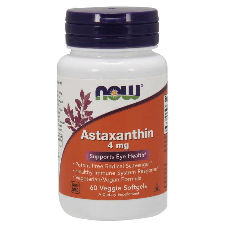 Now Foods dabiskais astaksantīns 4 mg, 60 kapsulas