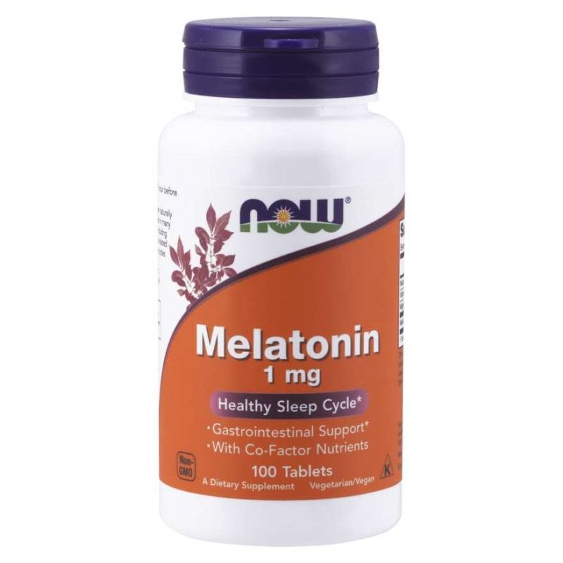 NOW FOODS Melatonīns 1 mg + Niacīns + Magnijs + B6 vitamīns 100 tabletes
