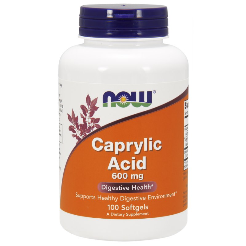 NOW FOODS Kaprilskābe - Kaprilskābe 600 mg 100 kapsulas