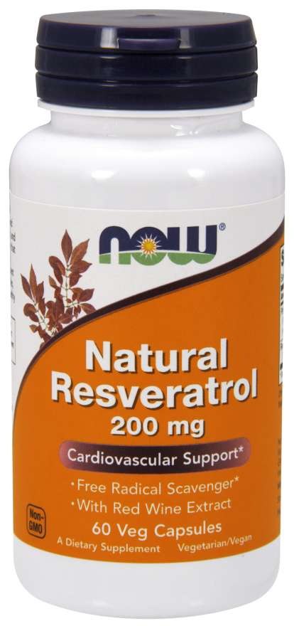 Now Foods dabīgais resveratrols 200 mg 60 kapsulas