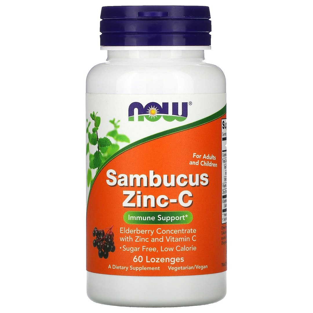 Now Foods Sambucus Zinc-C - cinka pastilas 60 tabletes