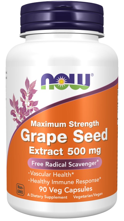 Now Foods vīnogu sēklu ekstrakts, maksimāla koncentrācija, 500 mg – vīnogu sēklu ekstrakts 500 mg 90 kapsulas