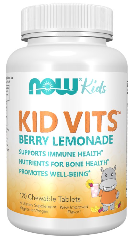 Now Foods Vitamīni un minerālvielas bērniem Kid Vits – ogu limonāde 120 tabletes