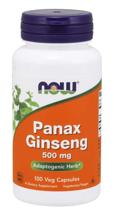 Now Foods žeņšeņs Panax 500 mg 100 kapsulas