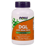 NOW FOODS DGL ar alveju – lakricas sakne 400 mg + alveja 100 kaps.
