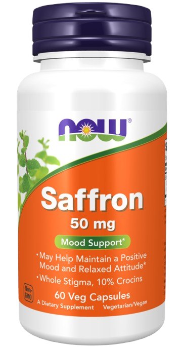 Now Foods safrāns 50 mg safrāns 60 kapsulas