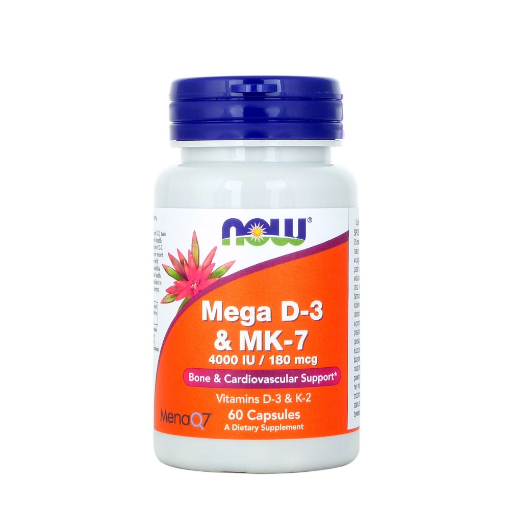 NOW FOODS Mega D3 un MK-7, 60 kapsulas