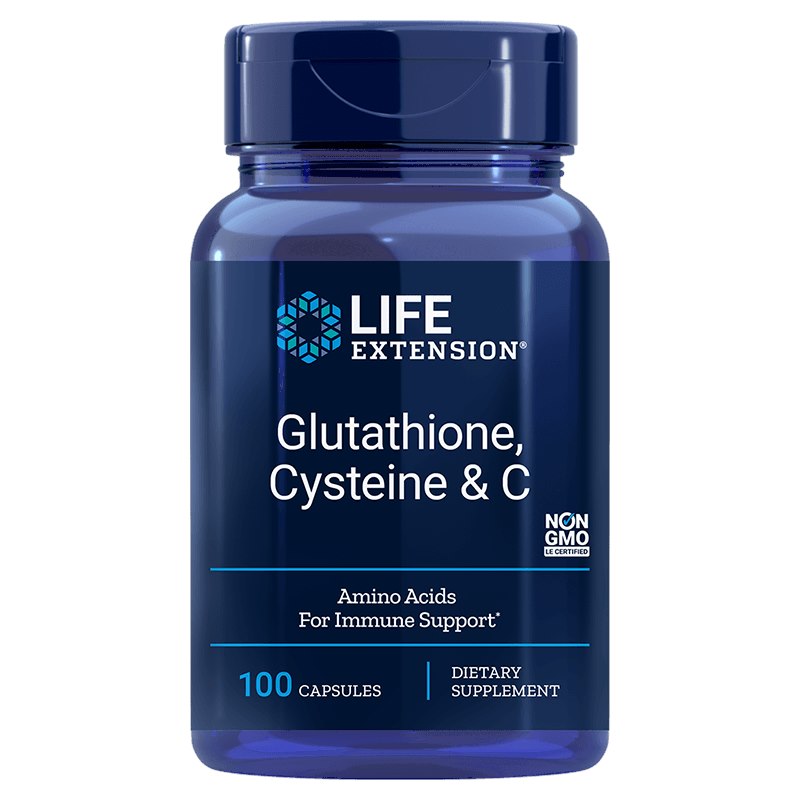 Life Extension L-glutationa + L-cisteīns + C vitamīns 100 kapsulas