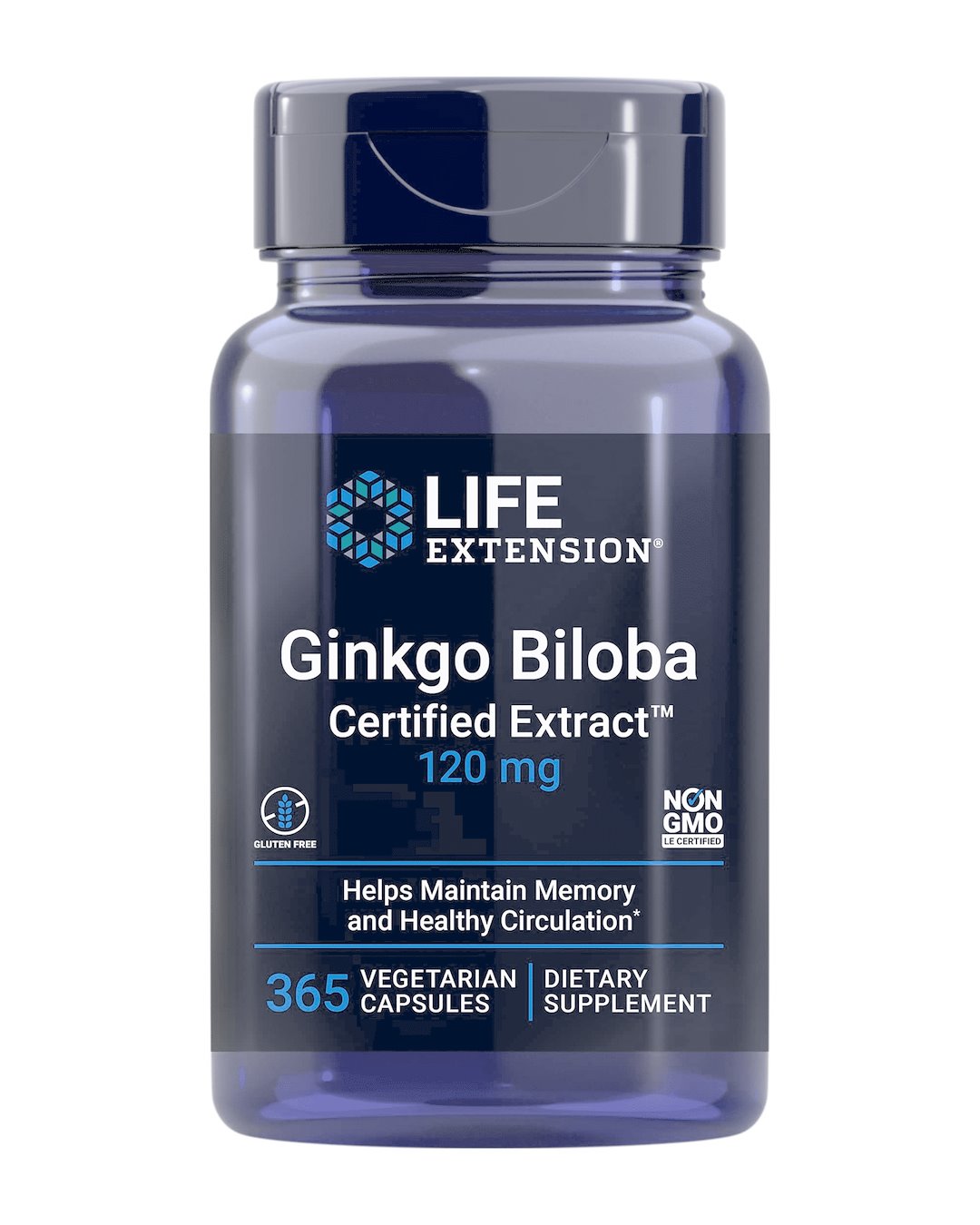 Life Extension Sertificēts ginkgo biloba ekstrakts 120 mg 365 kaps.