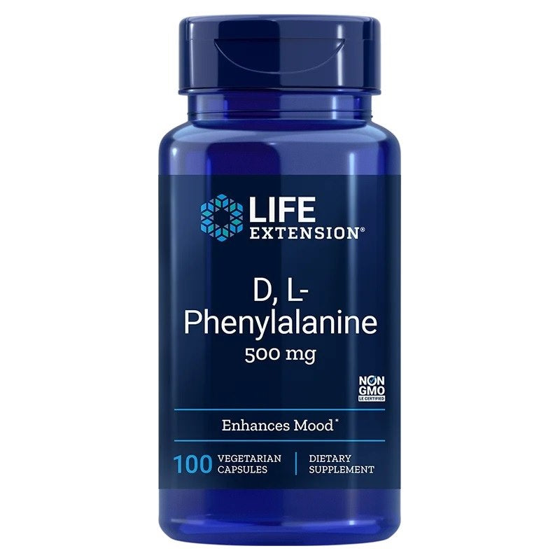 Life Extension D, L-fenilalanīns – D-fenilalanīns + L-fenilalanīns 100 kapsulas