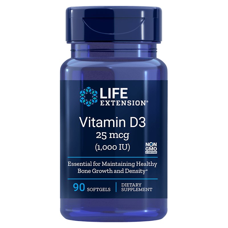 Life Extension D3 vitamīns 1000 SV 90 kapsulas