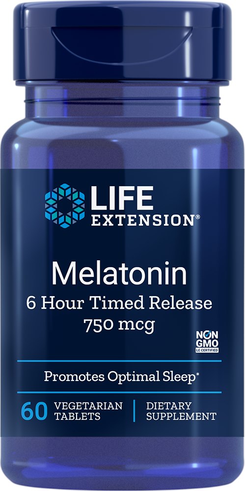 Life Extension Melatonīns 750 mkg ar 6 stundu atbrīvošanos 60 tabletes