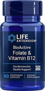 Life Extension Bioaktīvs folāts un B12 vitamīns 90 kapsulas