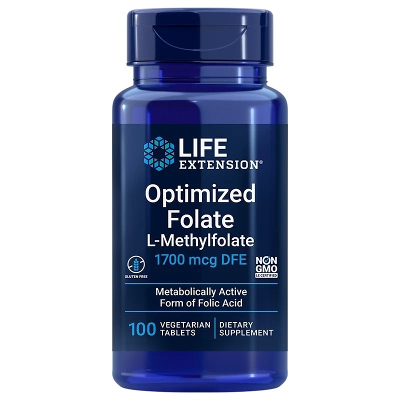 Life Extension folijskābe - optimizēts folāts 100 tabletes