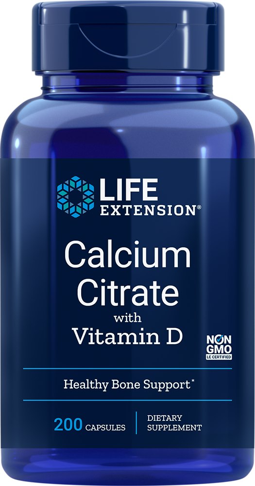 Life Extension Kalcija citrāts ar D vitamīnu 200 kapsulas