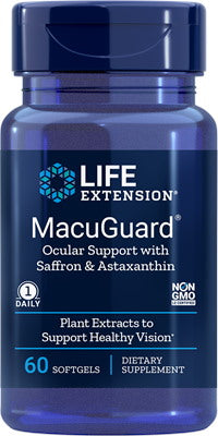 LIFE EXTENSION MacuGuard atbalsts acīm ar safrānu un astaksantīnu 60 kapsulas