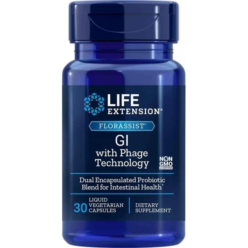 Life Extension Florassist GL su fagų technologija, 30 kapsulu