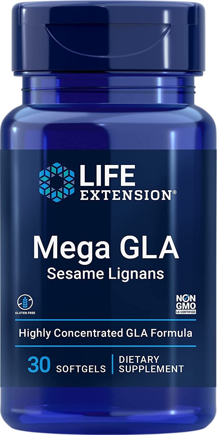Life Extension Mega GLA ar sezama lignāniem 30 kapsulas
