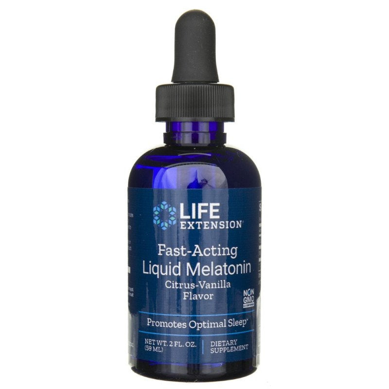 LIFE EXTENSION ātras darbības šķidrs melatonīns ar citrusaugļu un vaniļas garšu, 59 ml