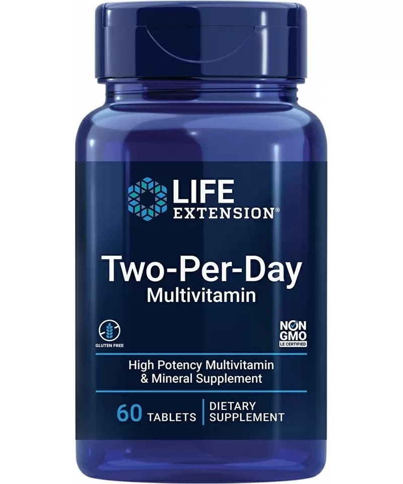 Life Extension Two-Per-Day multivitaminu tabletes, 60 tabletes