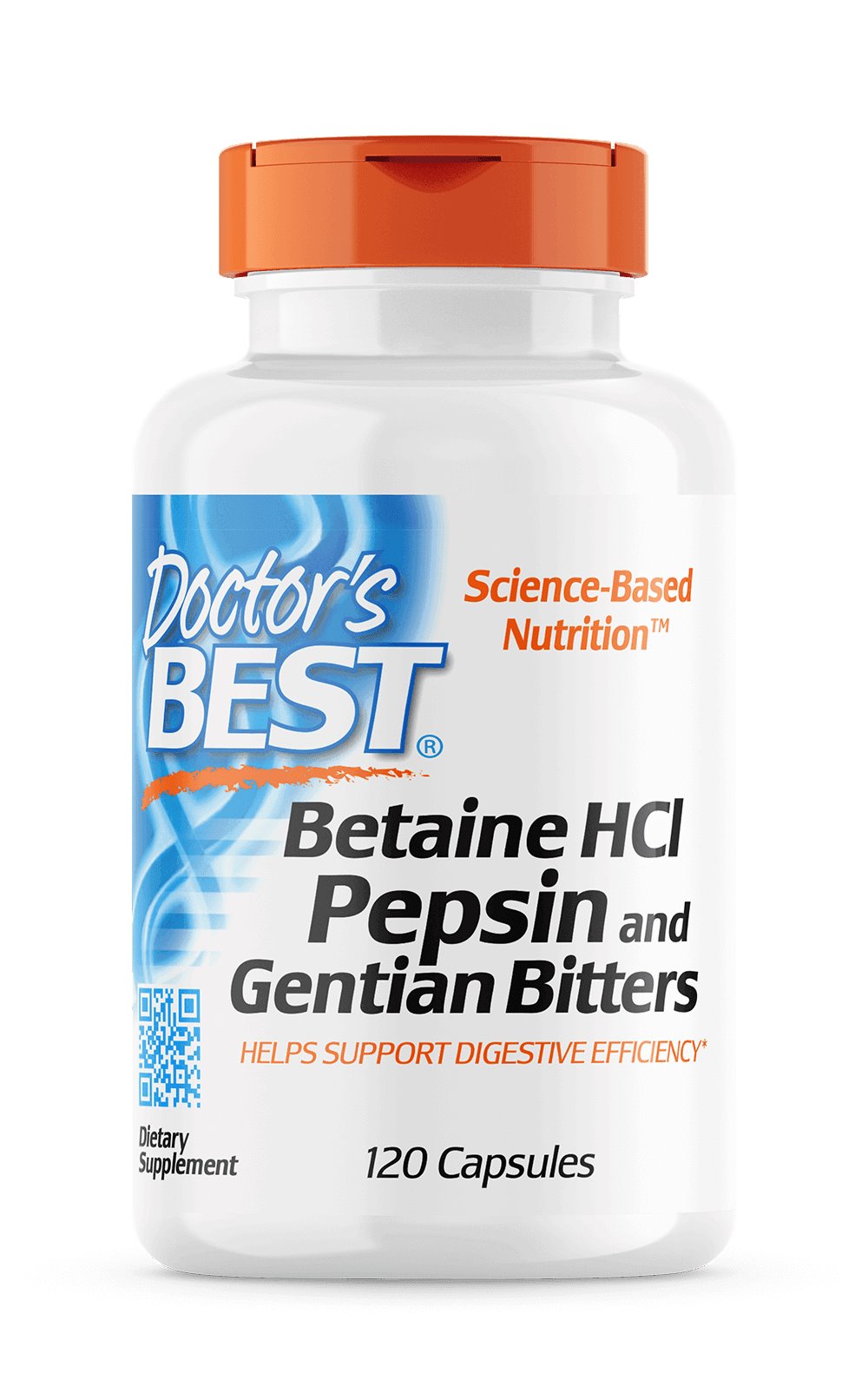 DOCTOR'S BEST Betaina HCl + pepsīns + genciānas sakne 120 kapsulas