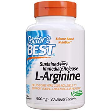 DOCTOR'S BEST L-Argininas su ilgalaikiu ir greitu atpalaidavimu 500 mg 120 tablečių