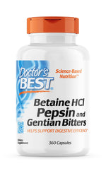 DOCTOR'S BEST Betaine HCl ar pepsīnu un genciānas sakni 360 kapsulas
