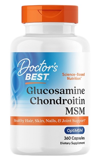 DOCTOR'S BEST glikozamīns + hondroitīns + MSM 360 kapsulas
