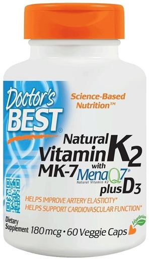 DOCTOR'S BEST vitamīns K2 MK7 un D3 60 kapsulas