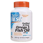 DOCTOR'S BEST attīrīta un dzidra Omega 3 zivju eļļa 1000 mg 120 kapsulas