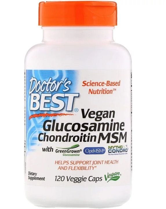 DOCTOR'S BEST vegāns glikozamīns + hondroitīns + MSM 120 kapsulas