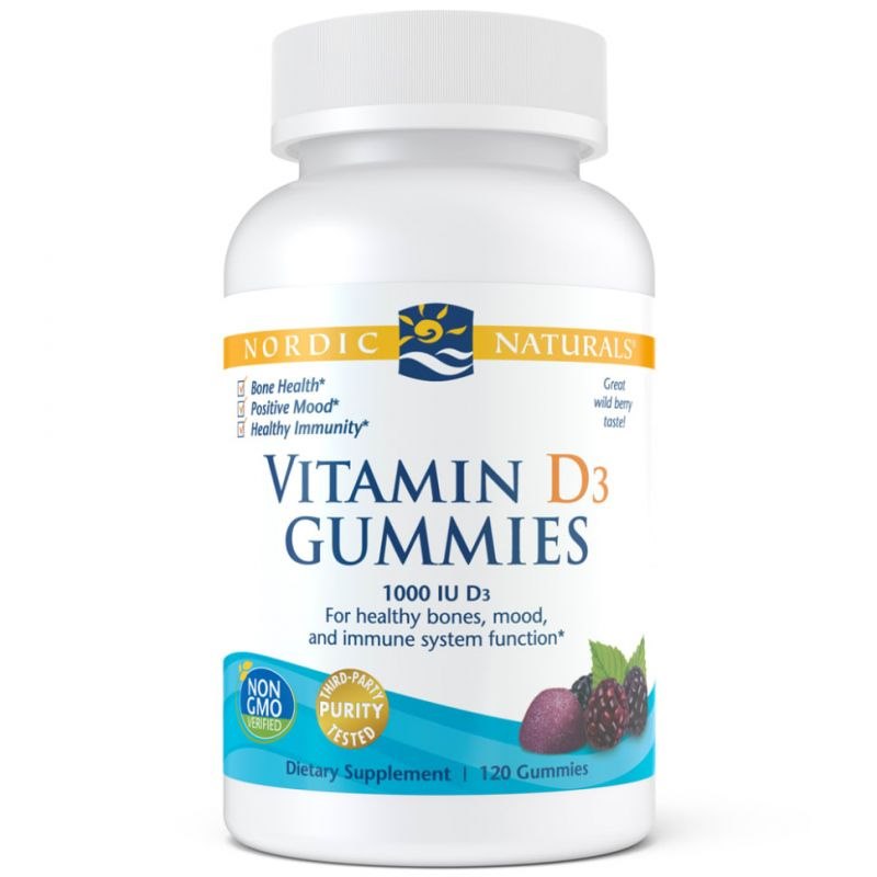 NORDIC NATURALS D3 vitamīna gumijas lācīši 1000 SV, 120 gumijas lācīši