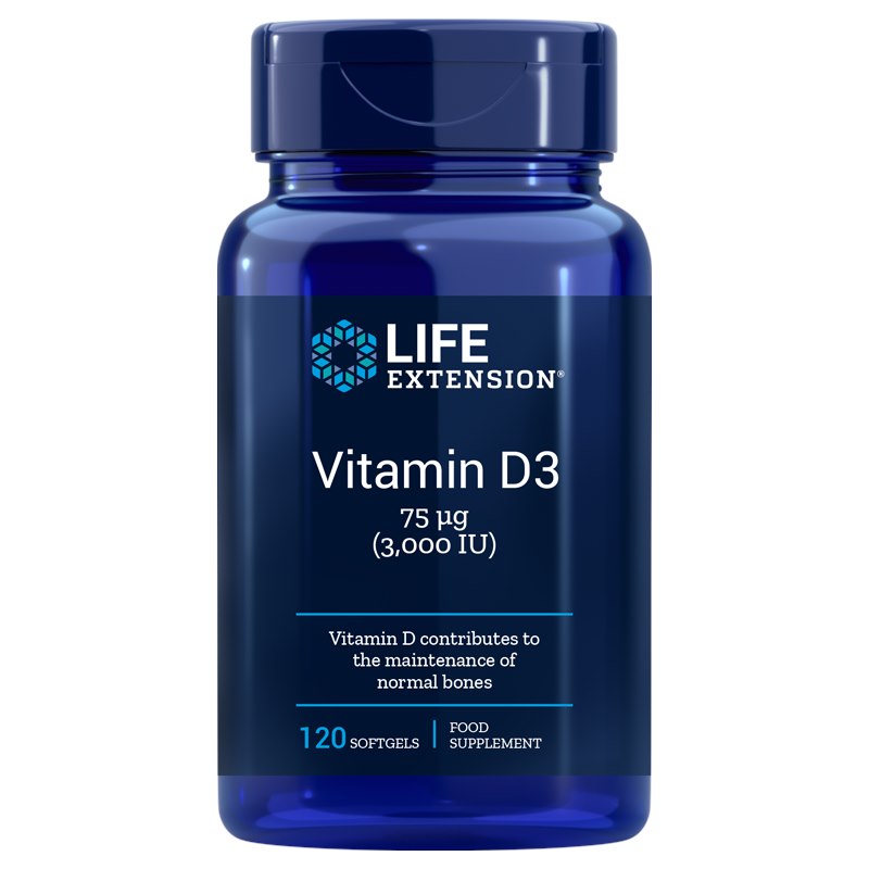 Life Extension D3 vitamīns 3000 IU ES 120 kapsulas