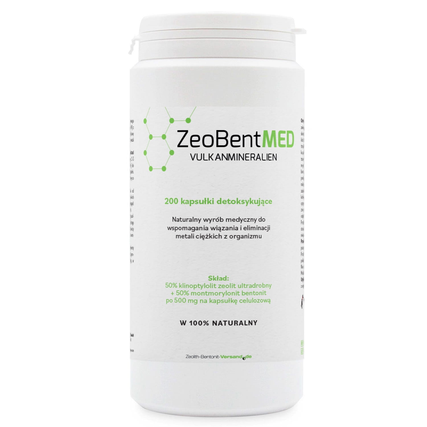 ZEOBENTMED mikronizēts ceolīts un bentonīts detoksam, 200 kapsulas