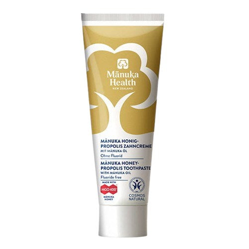 MANUKA HEALTH zobu pasta ar manukas medu MGO 400+ ar propolisu un manukas eļļu, bez fluorīda 75 ml