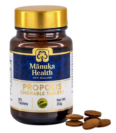 MANUKA HEALTH propolisa košļājamās tabletes, 60 tabletes