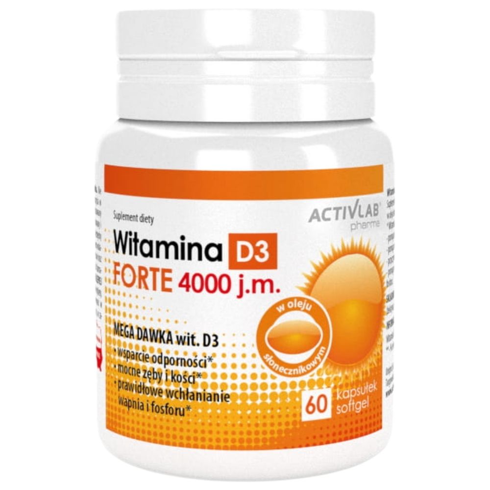 Activlab Pharma vitaminas D3 Forte 4000 TV - 60 kapsulių - Magnis.lt