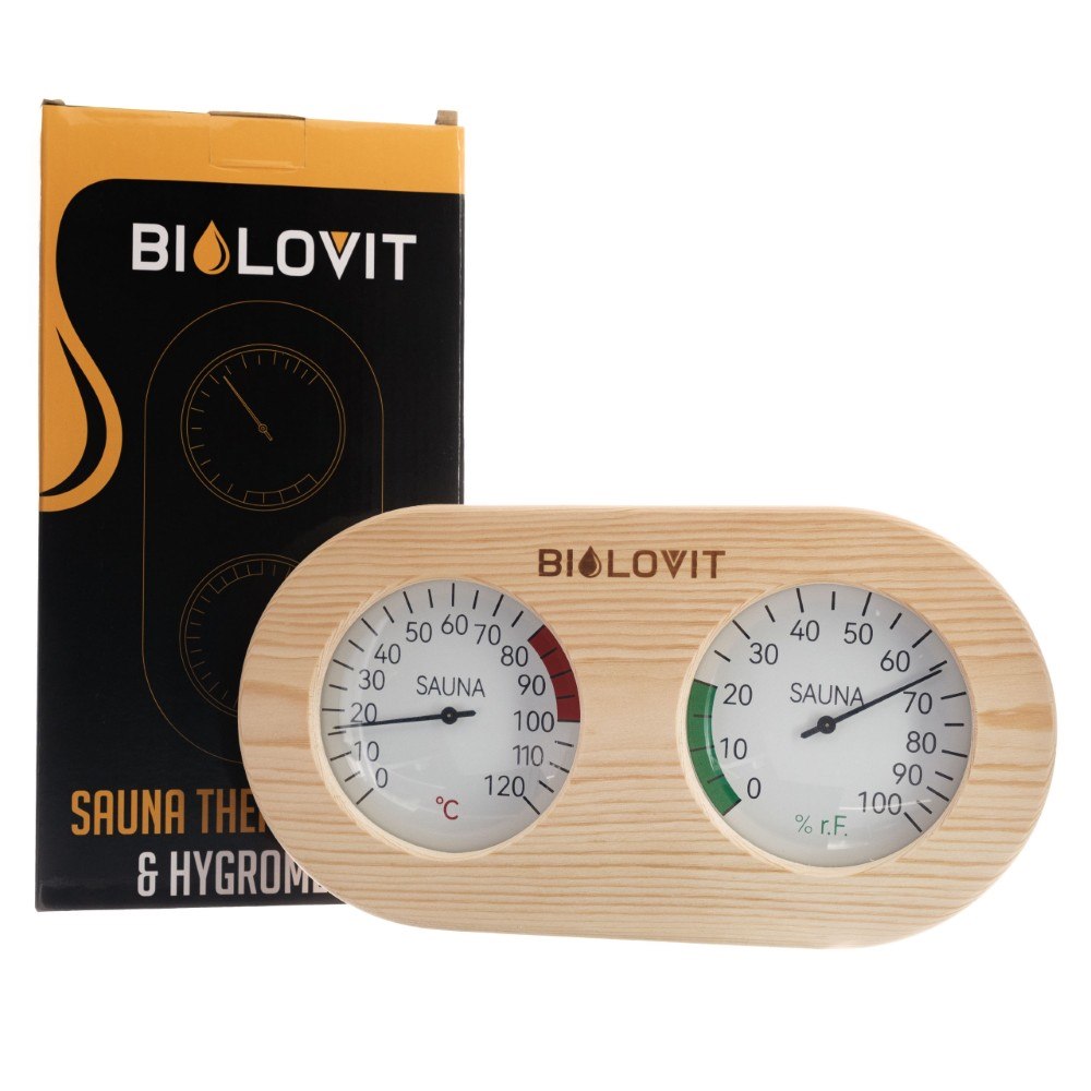 Bilovit priežu pirts termometrs ar higrometru