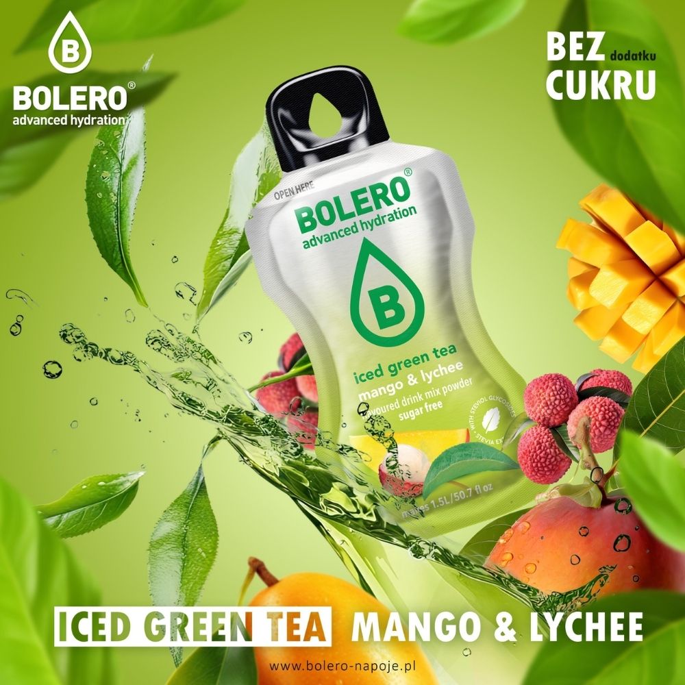 Bolero Classic Instant Drink Iced Green Tea Mango & Lychee (mango zaļā ledus tēja, liči) - 8 g