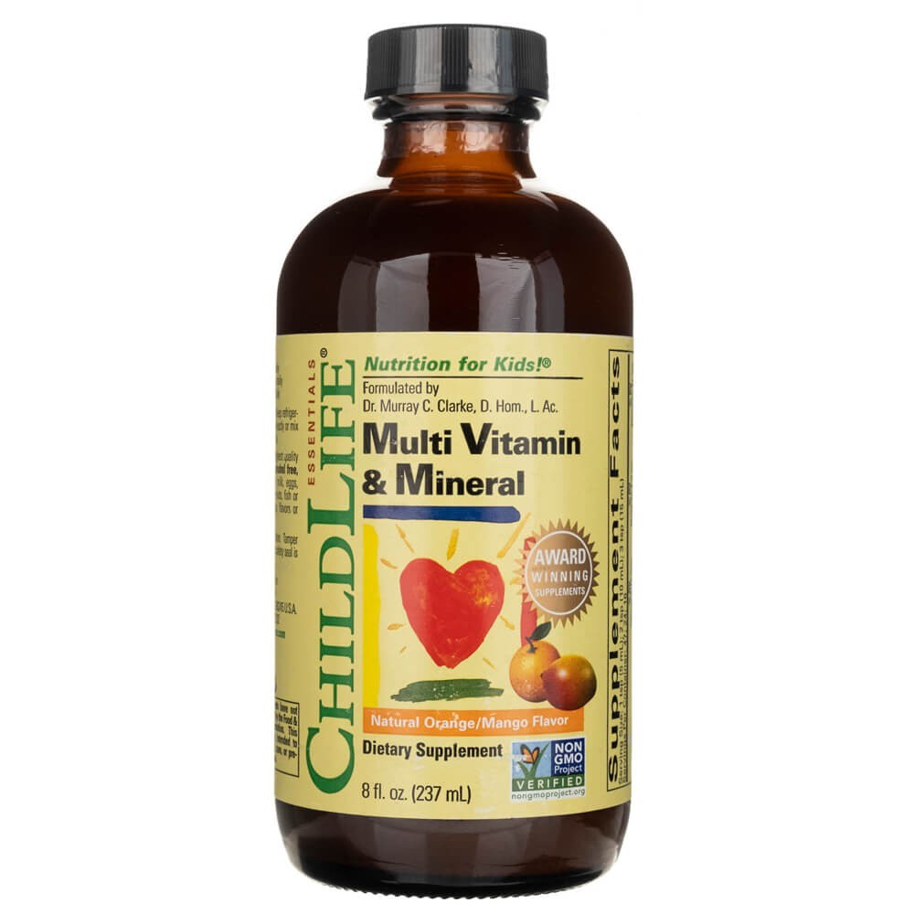 ChildLife Multi Vitamin & Minerāls, dabīgs apelsīnu un mango garšas - 237 ml
