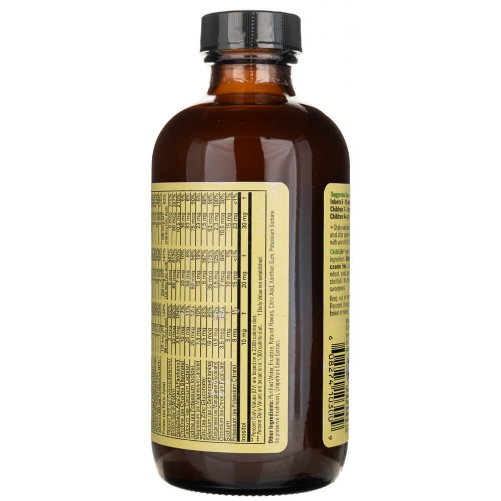ChildLife Multi Vitamin & Minerāls, dabīgs apelsīnu un mango garšas - 237 ml