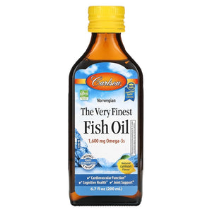 Carlson Labs norvēģu zivju eļļa, 1600 mg Omega-3, citrons – 200 ml