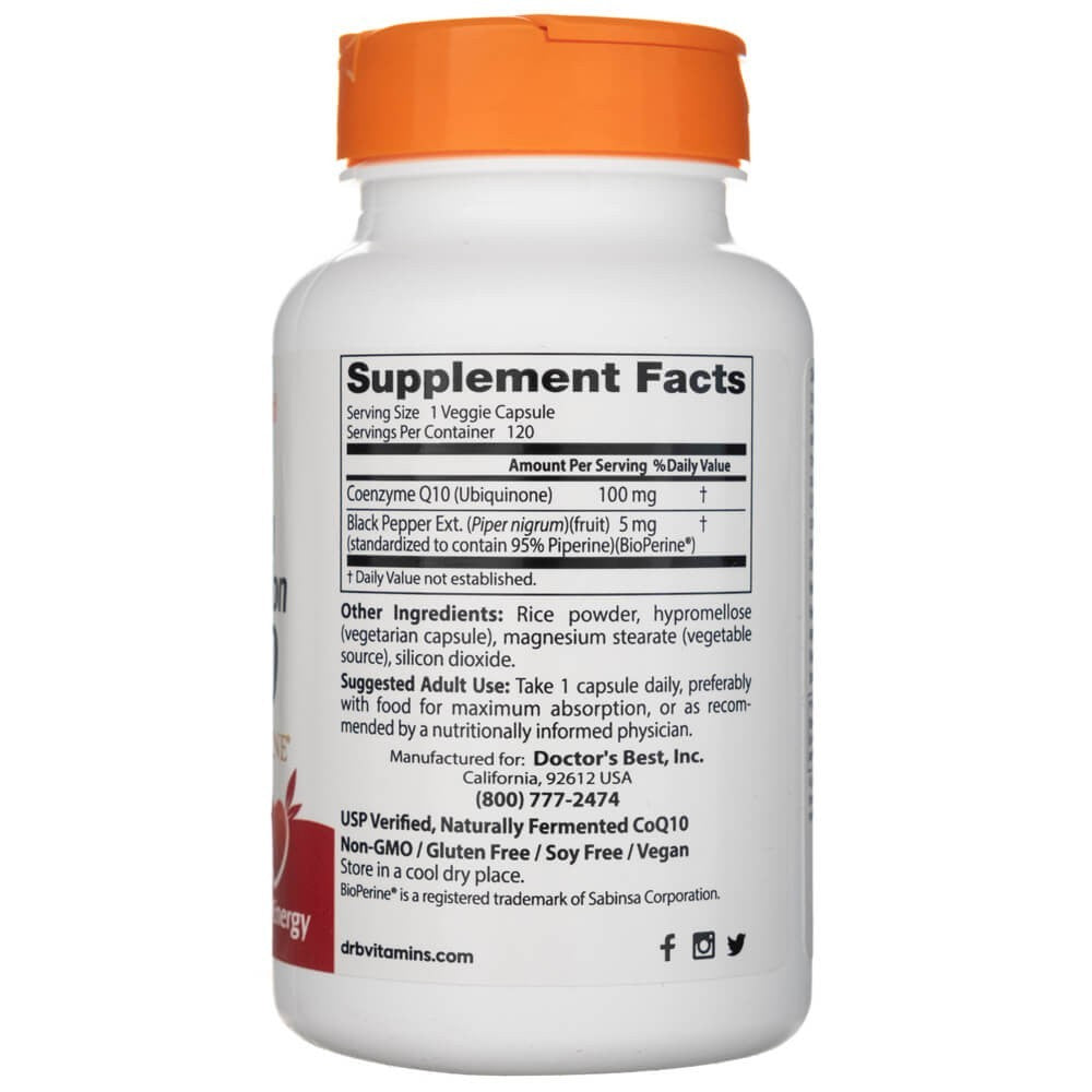 Doctor's Best augstas absorbcijas CoQ10 ar BioPerine 100 mg - 120 kapsulas