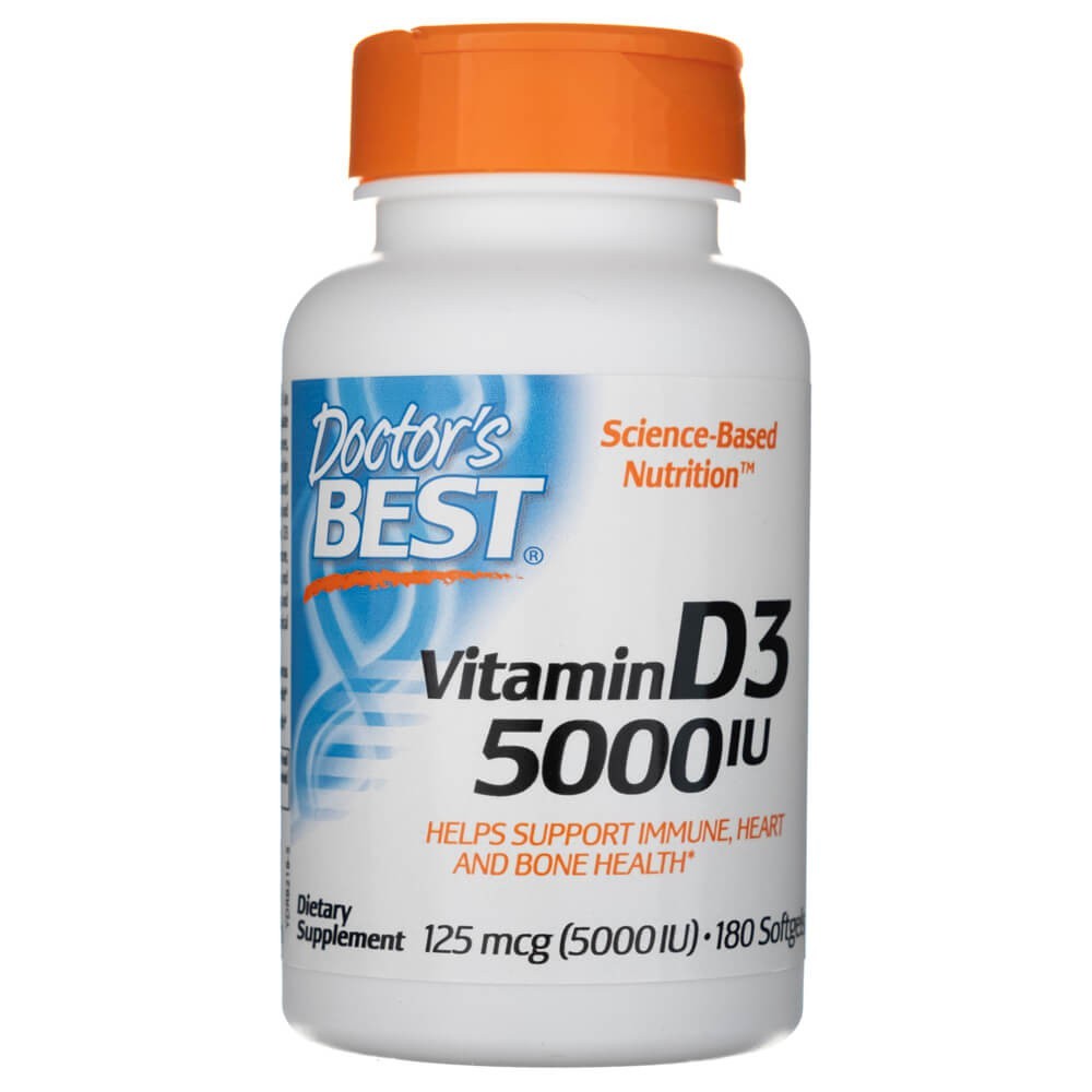 Doctor's Best vitaminas D3 5000 TV - 180 minkštųjų gelių - Magnis.lt