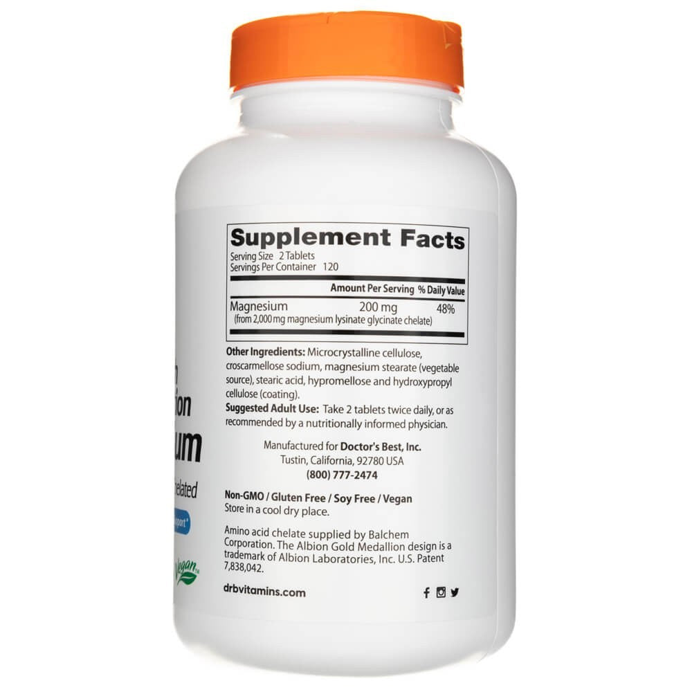 Doctor's Best augstas uzsūkšanās magnijs 100 mg - 240 tabletes