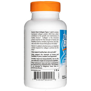 Doctor's Best 1. un 3. tipa kolagēns ar peptānu un C vitamīnu 1000 mg – 180 tabletes
