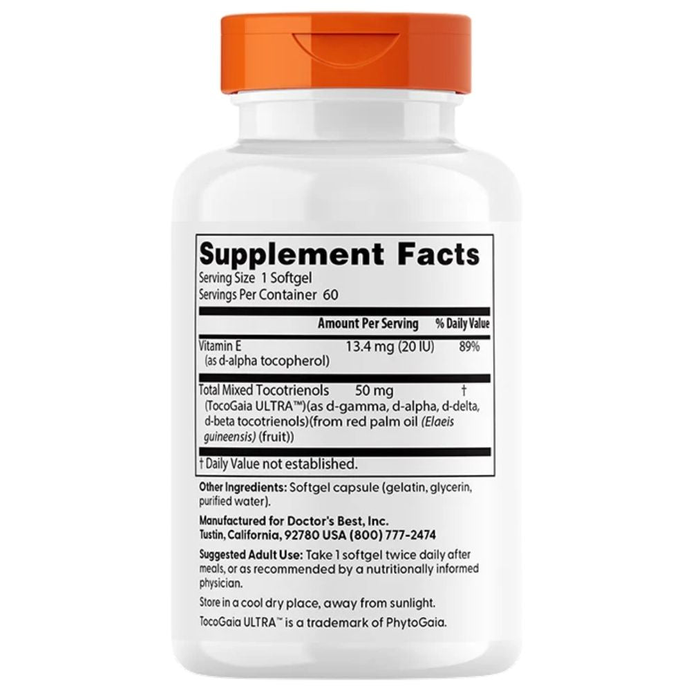 Doctor's Best E vitamīns, tokotrienoli 50 mg - 60 kapsulas