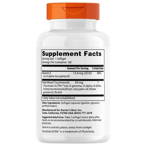 Doctor's Best E vitamīns, tokotrienoli 50 mg - 60 kapsulas