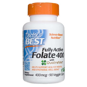 Doctor's Best Fully Active Folate 400 su Quatrefolic - 90 kapsulu
