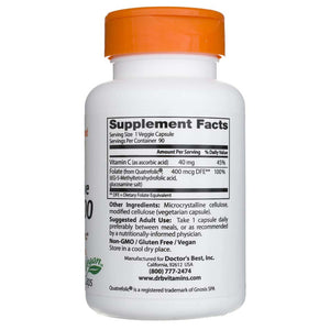 Doctor's Best Fully Active Folate 400 su Quatrefolic - 90 kapsulu